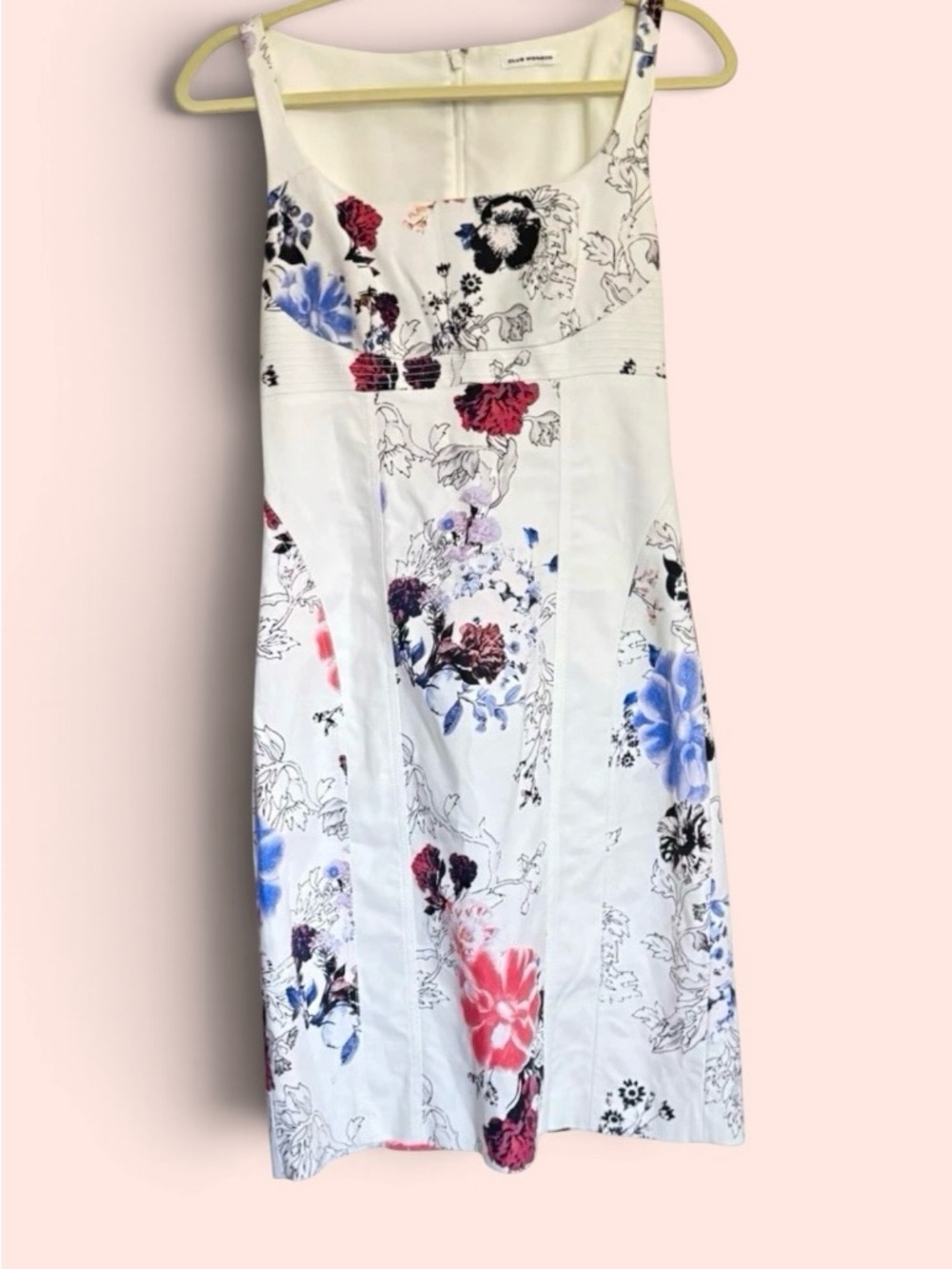 Club Monaco White, Blue, Red floral lined Dress Size 0